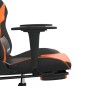 Cadeira gaming c/ apoio p/ pés couro artificial preto e laranja