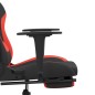 vidaxL Cadeira de gaming c/ apoio para os pés tecido preto e vermelho