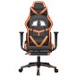 Cadeira gaming c/ apoio p/ pés couro artificial preto e laranja