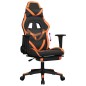 Cadeira gaming c/ apoio p/ pés couro artificial preto e laranja