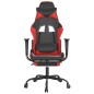 Cadeira gaming c/ apoio pés couro artificial preto e vermelho