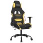 vidaxL Cadeira de gaming com apoio para os pés tecido preto e amarelo