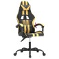 Cadeira gaming couro artificial preto e dourado