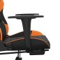 Cadeira gaming c/ apoio p/ pés couro artificial preto e laranja