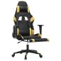 Cadeira gaming c/ apoio pés couro artificial preto e dourado