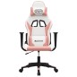 Cadeira gaming couro artificial branco e rosa