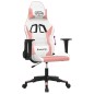 Cadeira gaming couro artificial branco e rosa