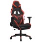 Cadeira gaming c/ apoio pés couro artificial preto e vermelho