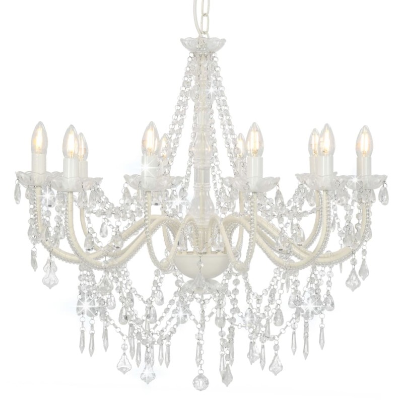 Lustre com contas lâmpadas 12 x E14 branco-Candelabros-Home Retail