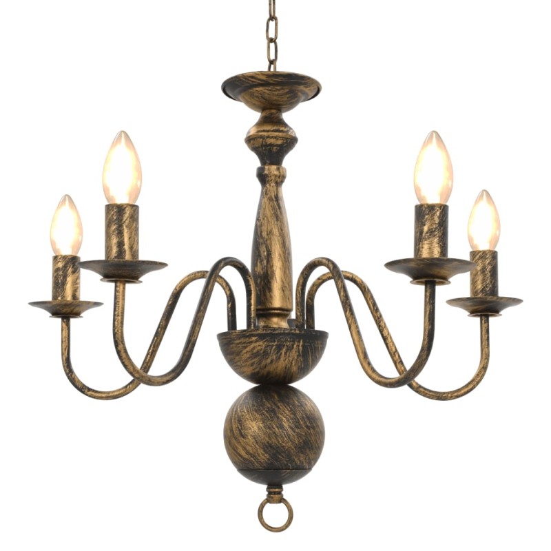 Lustre antigo de 5 lâmpadas E14 preto-Candelabros-Home Retail