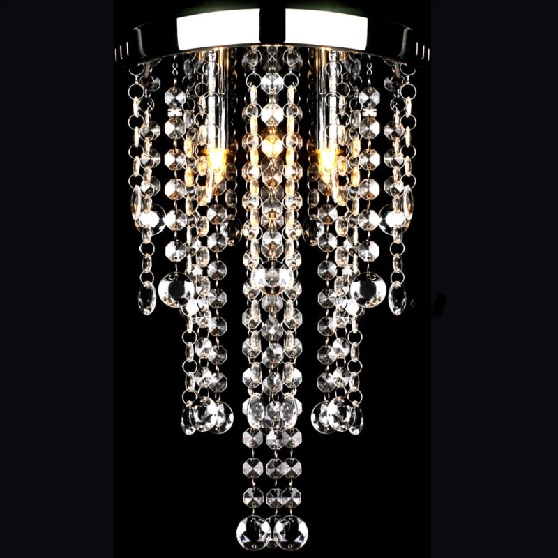 Lustre para Sala de Jantar Metalica Branca com Esferas de Cristais-Candelabros-Home Retail