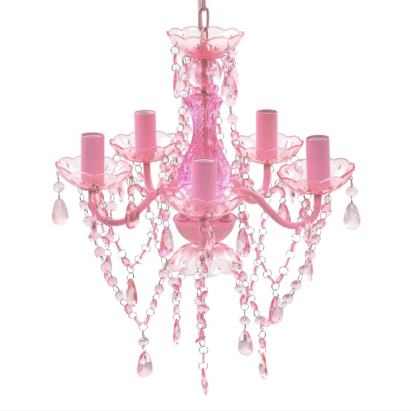 Lustre cor-de-rosa com 5 lâmpadas-Candelabros-Home Retail