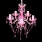 Lustre cor-de-rosa com 5 lâmpadas