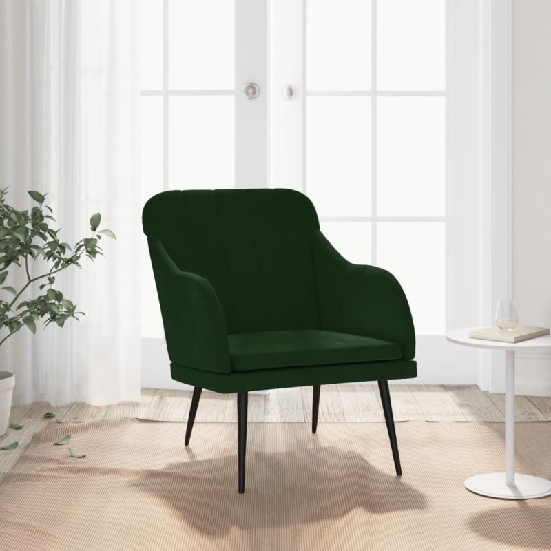 Cadeira c/ apoio de braços 63x76x80 cm veludo verde-escuro-Poltronas-Home Retail