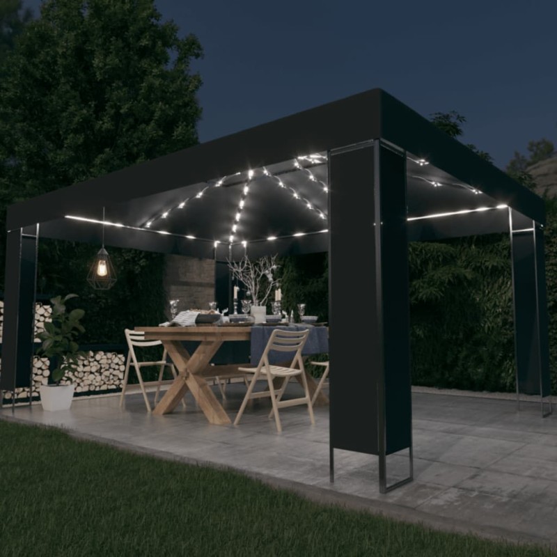 Gazebo com cordões de luzes LED 3x4 m antracite-Toldos e gazebos-Home Retail