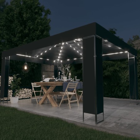 Gazebo com cordões de luzes LED 3x4 m antracite