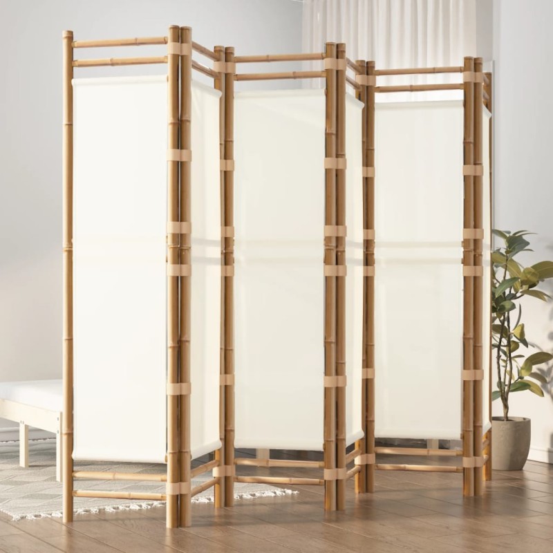 Divisória/biombo com 6 painéis dobráveis 240 cm bambu e lona-Biombos-Home Retail