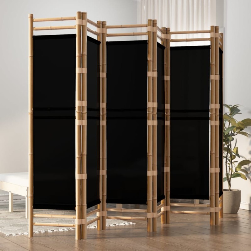 Divisória/biombo com 6 painéis dobráveis 240 cm bambu e lona-Biombos-Home Retail