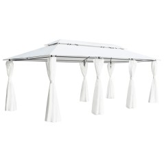 Gazebo com cortinas 600x298x270 cm 180g/m² branco