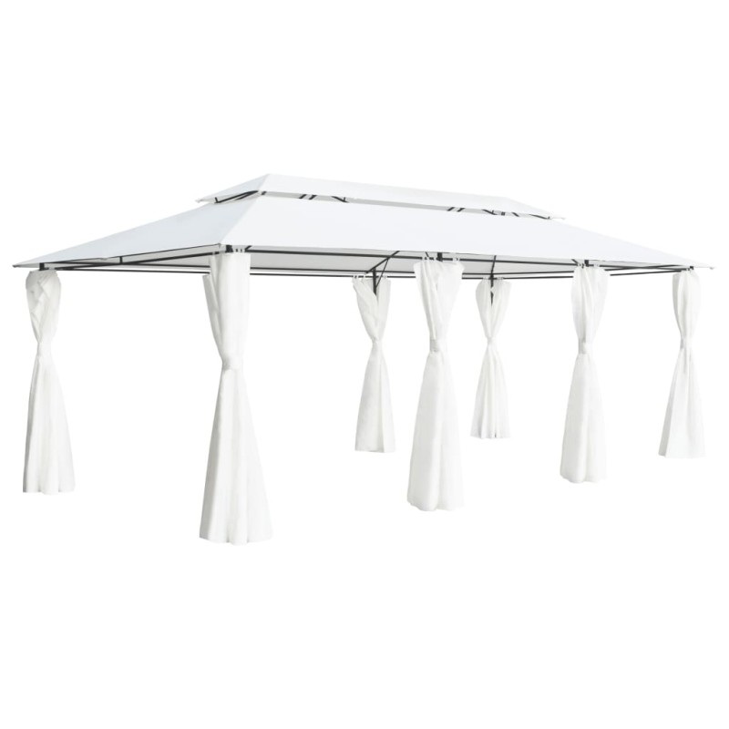 Gazebo com cortinas 600x298x270 cm 180g/m² branco-Toldos e gazebos-Home Retail