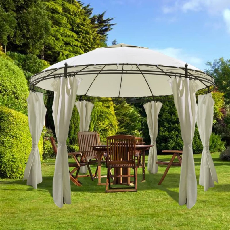 Gazebo/tenda de jardim com cortinas, 3,5 x 2,7 m-Toldos e gazebos-Home Retail