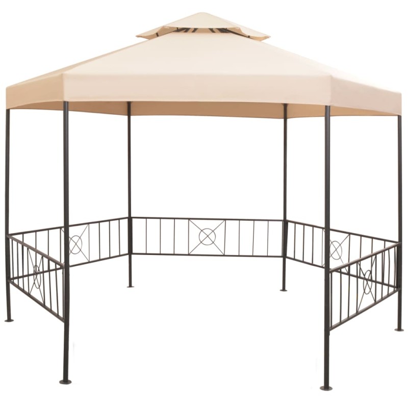 Tenda/gazebo de jardim hexagonal 323x265 cm bege-Toldos e gazebos-Home Retail