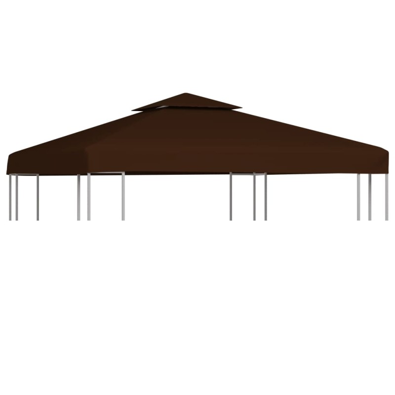 Cobertura gazebo c/ 2 camadas 310 g/m² 3x3 m castanho-Topos para toldos e gazebos-Home Retail