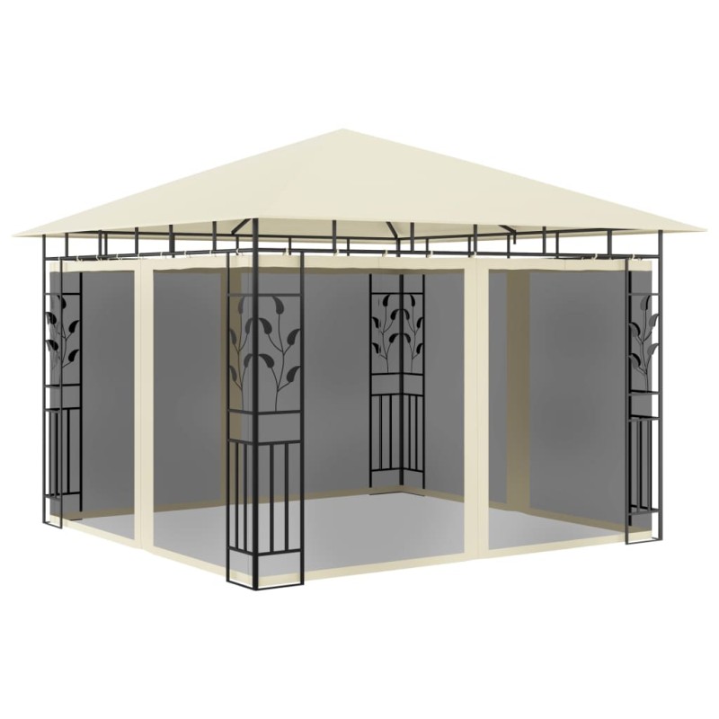 Gazebo com rede mosquiteira 3x3x2,73 m 180 g/m² creme-Toldos e gazebos-Home Retail