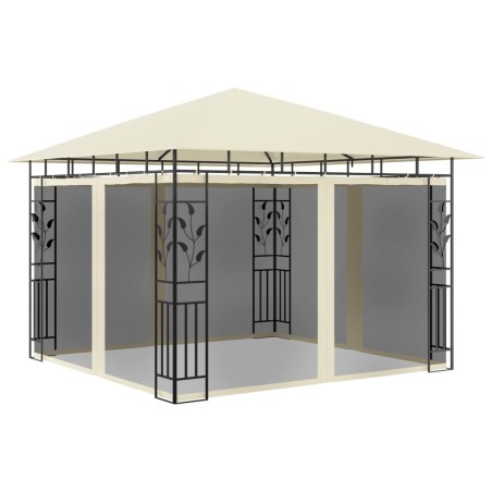 Gazebo com rede mosquiteira 3x3x2,73 m 180 g/m² creme