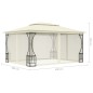 Gazebo com redes 300x400x265 cm creme