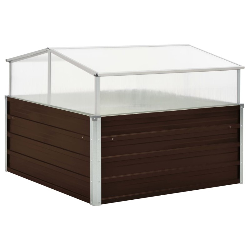 Estufa 100x100x85 cm aço galvanizado castanho-Vasos e floreiras-Home Retail