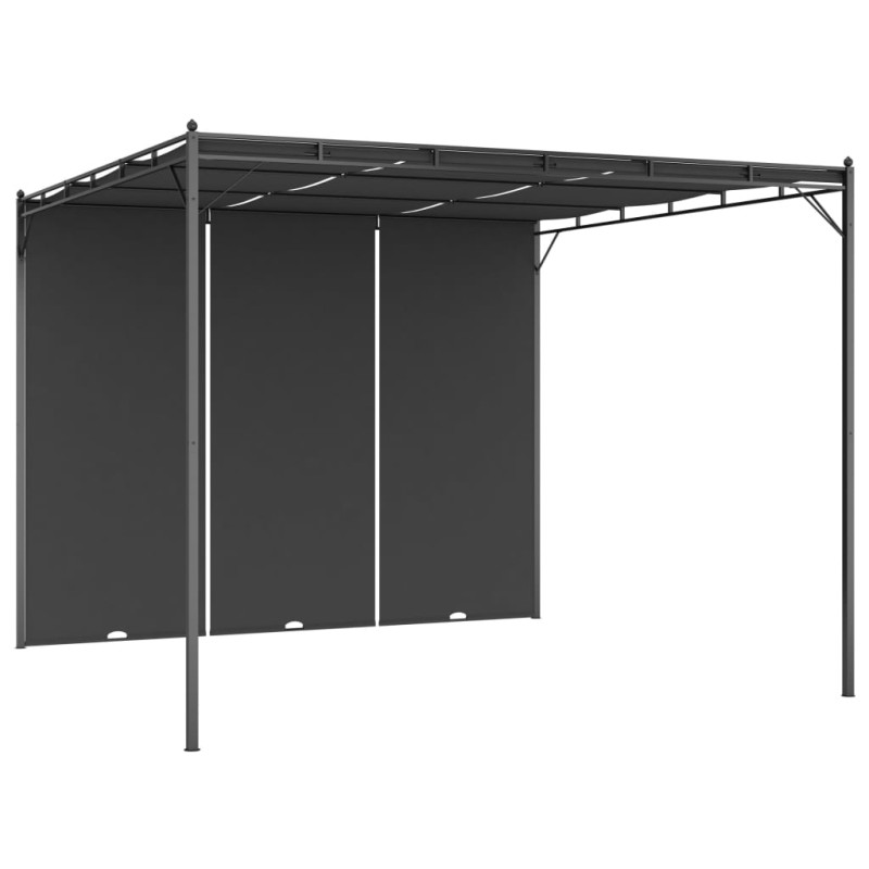 Gazebo de jardim com cortina lateral 3x3x2,25m antracite-Toldos e gazebos-Home Retail