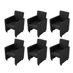 Cadeiras de jantar 6 pcs couro artificial preto