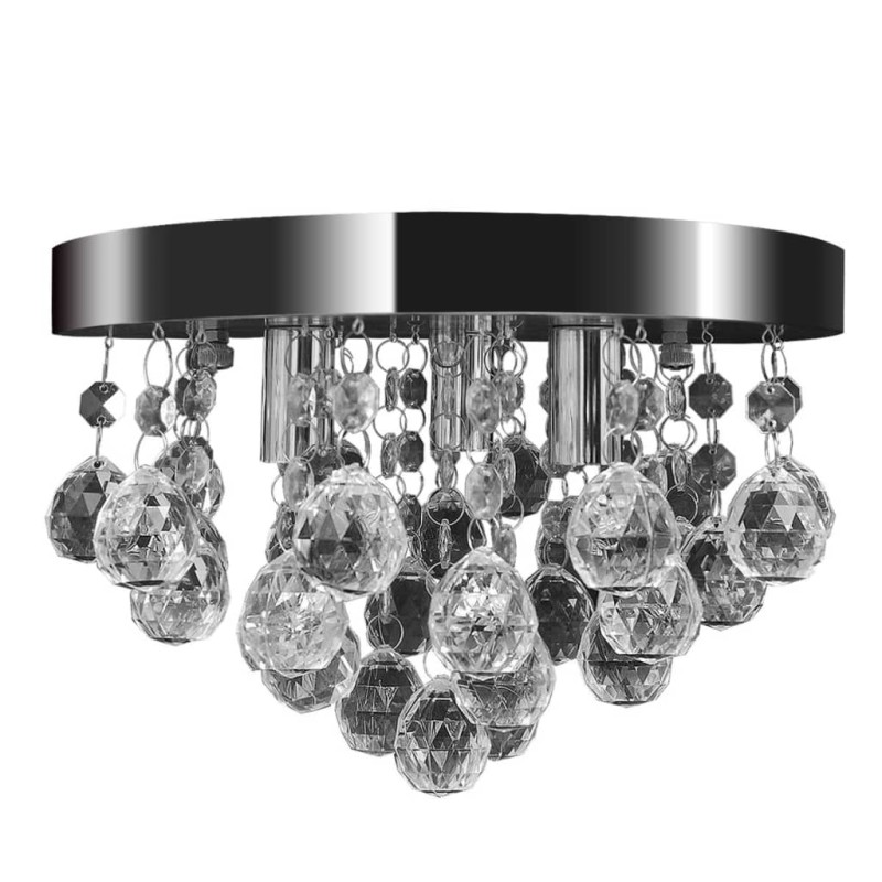 Lustre redondo de cristal cromado-Candeeiros-Home Retail