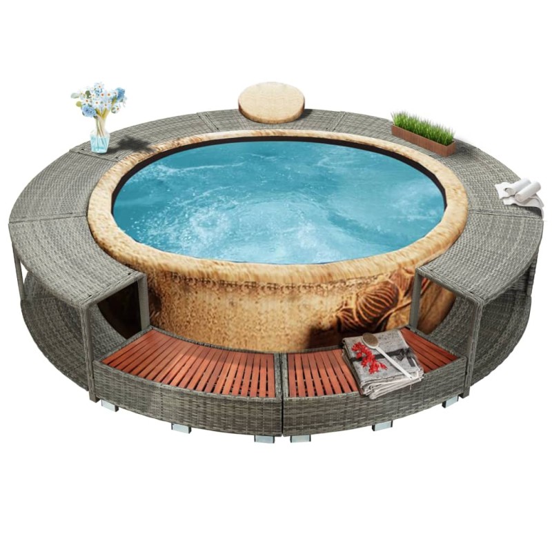 Contorno de banheira vime PE cinza-Acessórios para piscinas e spa-Home Retail