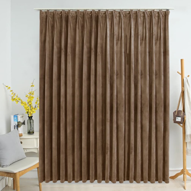 Cortina blackout com ganchos 290x245 cm veludo bege-Persianas e cortinas-Home Retail