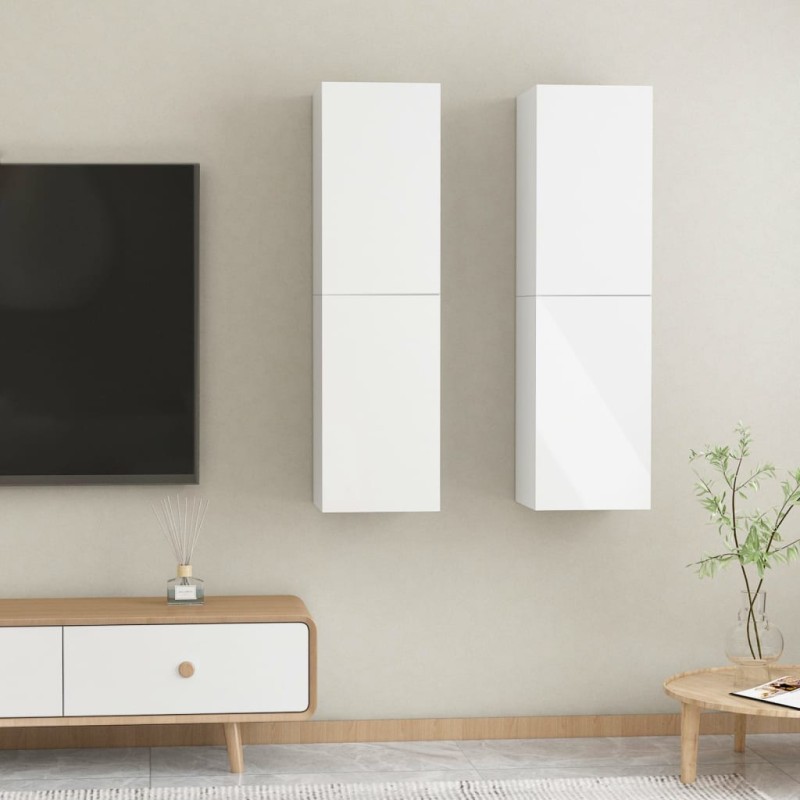 Móveis de TV 2 pcs derivados de madeira branco brilhante-Móveis de TV-Home Retail