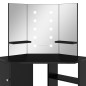 Toucador de canto com LED 111x54x141,5 cm preto