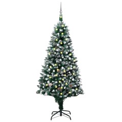 Árvore Natal artificial pré-iluminada c/ bolas e pinhas 210 cm