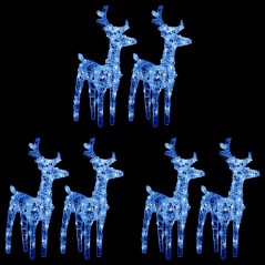 Renas de Natal 6 pcs 240 luzes LED acrílico azul