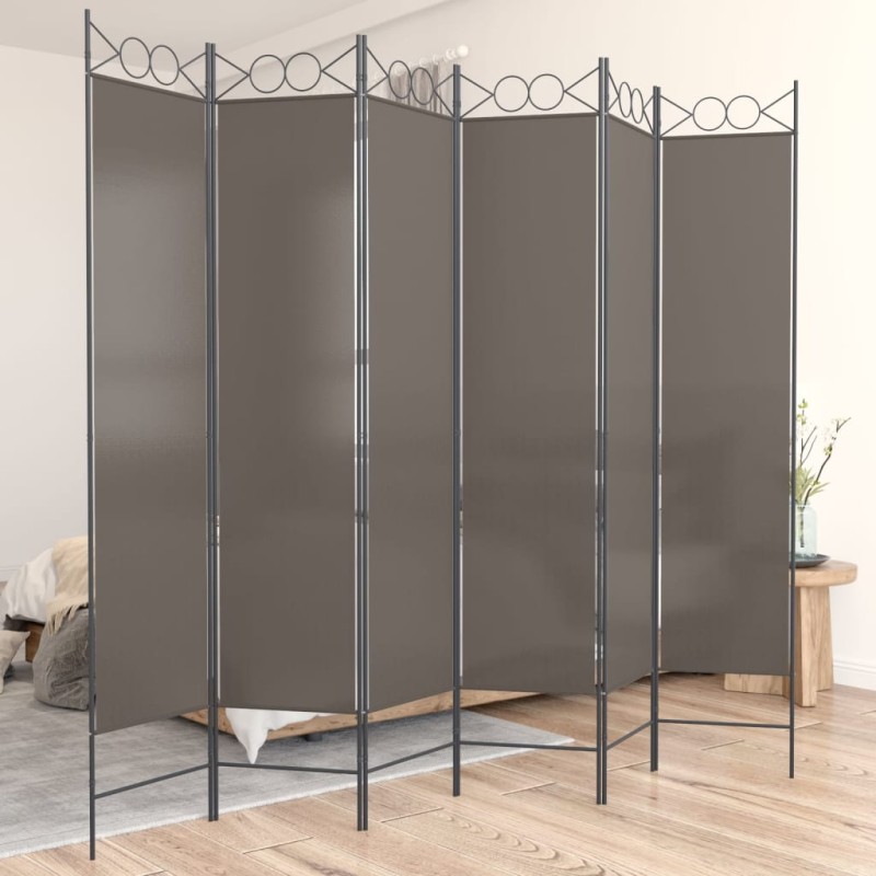 Divisória/biombo com 6 painéis 240x220 cm tecido antracite-Biombos-Home Retail