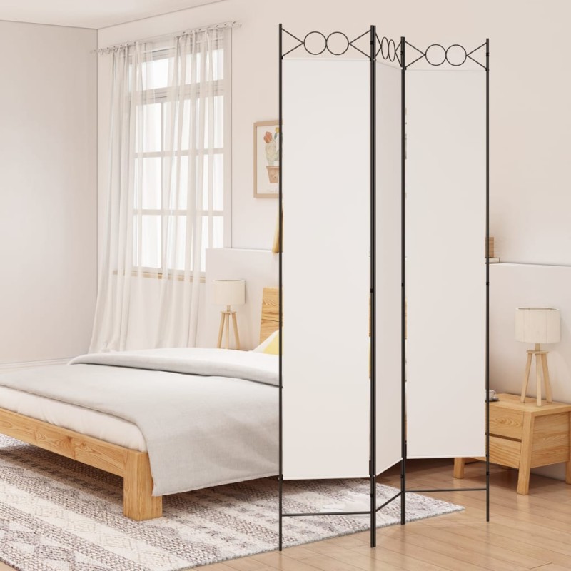 Biombo com 3 painéis 120x220 cm tecido branco-Biombos-Home Retail