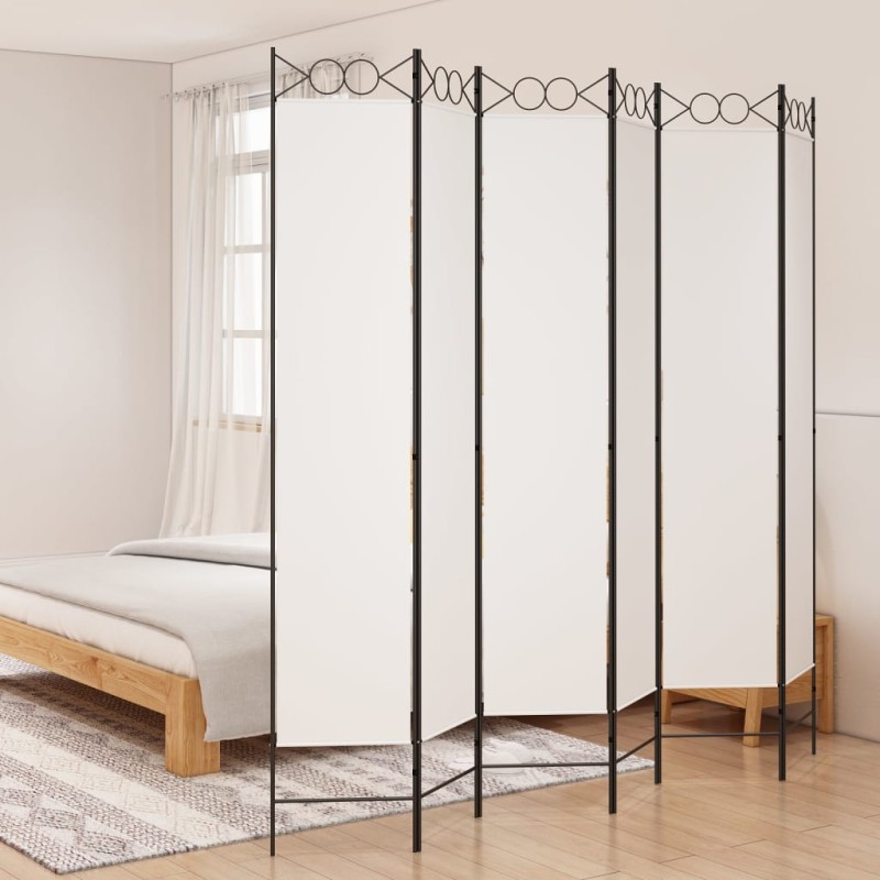 Divisória/biombo com 6 painéis 240x220 cm tecido branco-Biombos-Home Retail