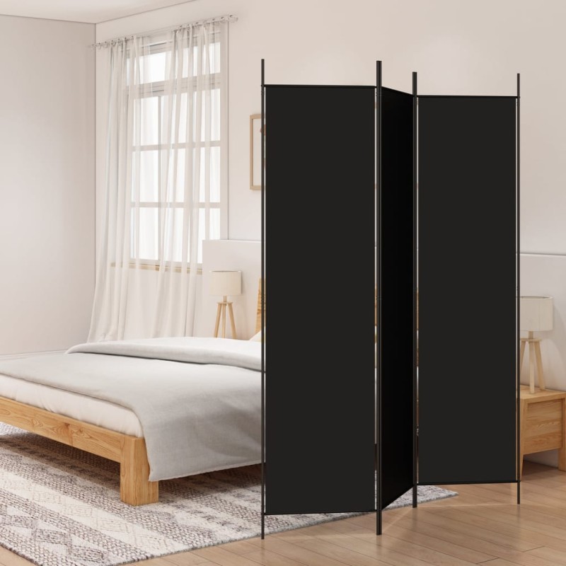 Biombo/divisória com 3 painéis 150x200 cm tecido preto-Biombos-Home Retail