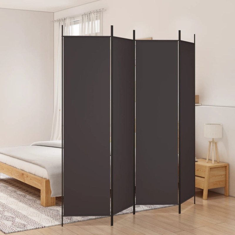 Biombo/divisória com 4 painéis 200x200 cm tecido castanho-Biombos-Home Retail