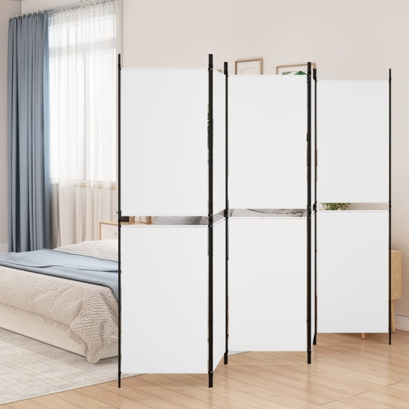 Biombo/divisória com 5 painéis 250x180 cm tecido branco-Biombos-Home Retail