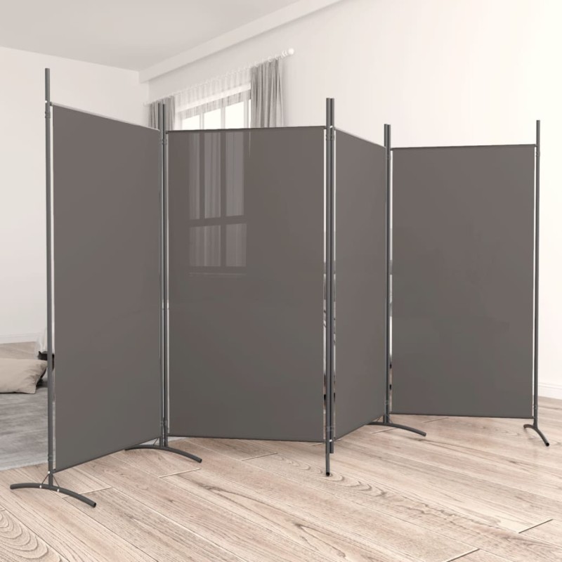 Divisória de quarto com 4 painéis 346x180 cm tecido antracite-Biombos-Home Retail