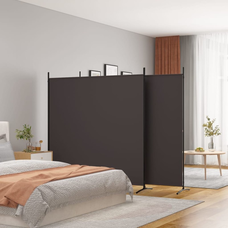 Divisória de quarto com 3 painéis 525x180 cm tecido castanho-Biombos-Home Retail