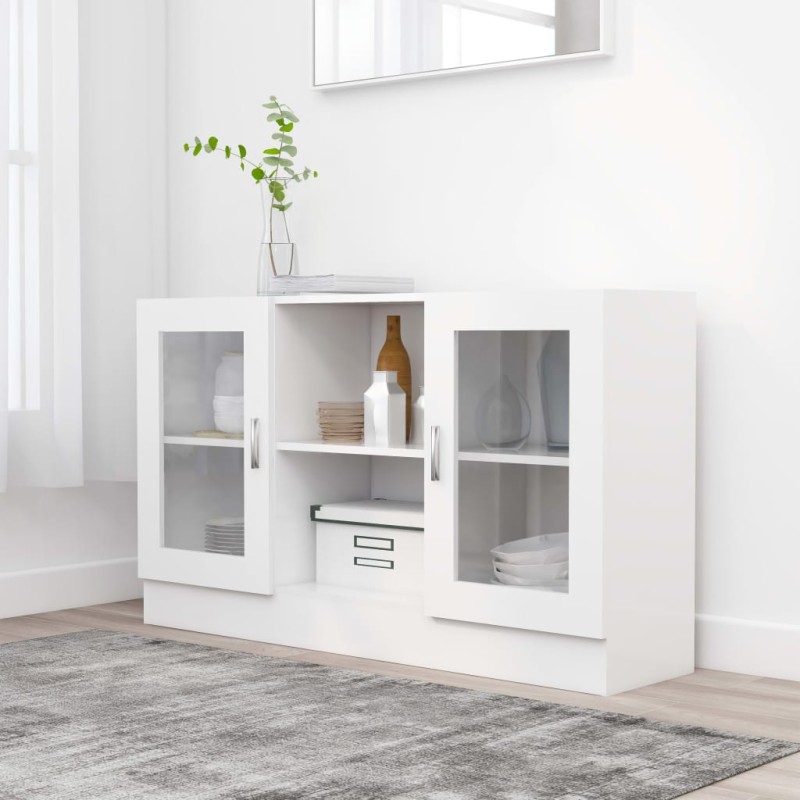 Armário vitrine 120x30,5x70 cm derivados de madeira branco-Aparadores-Home Retail