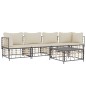 5 pcs conjunto lounge de jardim c/ almofadões vime PE antracite